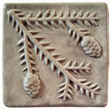 Hemlock 4"x4" Ceramic Handmade Tile - gray glaze