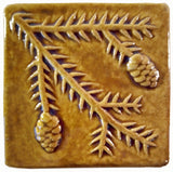 Hemlock 4"x4" Ceramic Handmade Tile - honey glaze