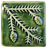 Hemlock 4"x4" Ceramic Handmade Tile - Leaf Green Glaze
