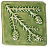 Hemlock 4"x4" Ceramic Handmade Tile - Spearmint Glaze