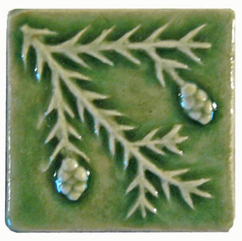 Hemlock 2"x2" Ceramic Handmade Tile - Spearmint Glaze