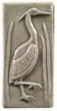 2"x4" Heron facing right Ceramic Handmade Tile - Gray Glaze