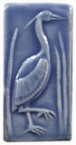 2"x4" Heron facing right Ceramic Handmade Tile - Watercolor Blue Glaze