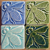 Honey Bee 3"x3" Ceramic Handmade Tile - multi glaze grouping