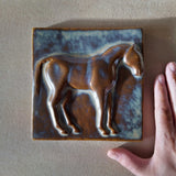 Horse 1 (facing Right) 6"x6" Ceramic Handmade Tile - Autumn Glaze Size reference