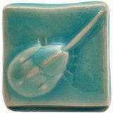 Horse Shoe Crab 2"x2" Ceramic Handmade Tile - Pacific Blue Glaze