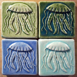 jellyfish 3"x3" Ceramic Handmade Tile - multi group glaze