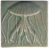 Jellyfish 4"x4" Ceramic Handmade Tile - Pacific Blue Glaze