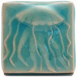 Jellyfish 2"x2" Ceramic Handmade Tile - Pacific Blue Glaze