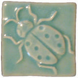 Ladybug 3"x3" Ceramic Handmade Tile - Pacific Blue Glaze