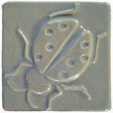 Ladybug 4"x4" Ceramic Handmade Tile - Celadon glaze