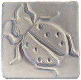 Ladybug 4"x4" Ceramic Handmade Tile - White glaze