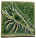 Lobster 2"x2" Ceramic Handmade Tile - Leaf Green Glaze