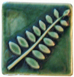 Locust 2"x2" Ceramic Handmade Tile - Leaf Green Glaze