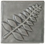 Honey Locust 4"x4" Ceramic Handmade Tile - Gray