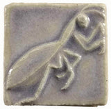 Preying Mantis 2"x2" Ceramic Handmade Tile - Hyacinth Glaze