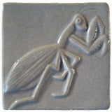 Preying Mantis 4"x4" Ceramic Handmade Tile - Celadon Glaze