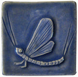 Mayfly 3"x3" Ceramic Handmade Tile - Watercolor Blue Glaze