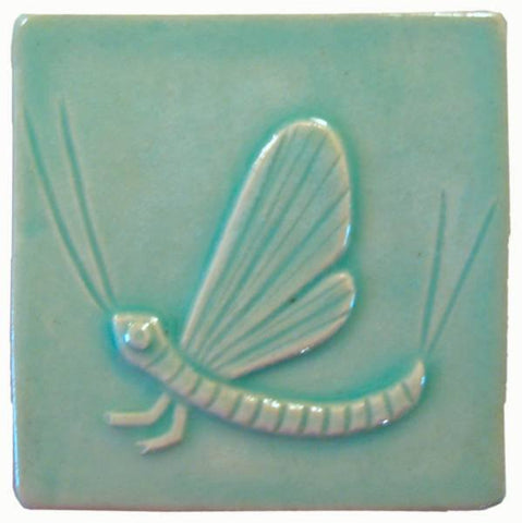 Mayfly 4"x4" Ceramic Handmade Tile - Pacific Blue Glaze