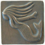 Mermaid 4"x4" Ceramic Handmade Tile - Celadon Glaze