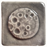 full moon 2"x2" Ceramic Handmade Tile - Gray Glaze