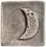 waxing crescent moon 2"x2" Ceramic Handmade Tile - Gray Glaze