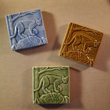 Mountain Lion 4"x4" Ceramic Handmade Tile - multi Glaze