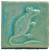 Mouse 2"x2" Ceramic Handmade Tile - Pacific Blue Glaze