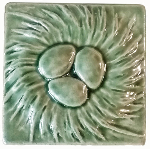 Nest 4"x4" Ceramic Handmade Tile - Spearmint Glaze