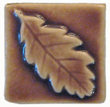 Oak Leaf 2"x2" Ceramic Handmade Tile - Hyacinth Glaze