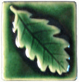 Oak Leaf 2"x2" Ceramic Handmade Tile - Leaf Green Glaze