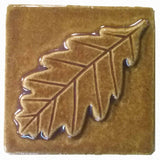 Oak Leaf 3"x3" Ceramic Handmade Tile - Honey Glaze