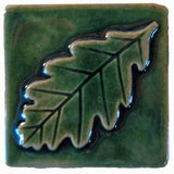 Oak Leaf 3"x3" Ceramic Handmade Tile - Leaf Green Glaze