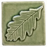 Oak Leaf 3"x3" Ceramic Handmade Tile - Spearmint Glaze