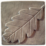 Oak Leaf 4"x4" Ceramic Handmade Tile - Gray Glaze