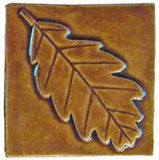 Oak Leaf 4"x4" Ceramic Handmade Tile - Honey Glaze