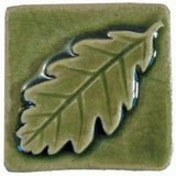 Oak Leaf 2"x2" Ceramic Handmade Tile - Spearmint Glaze