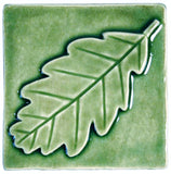 Oak Leaf 4"x4" Ceramic Handmade Tile - Spearmint Glaze