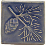 Pine 4"x4" Ceramic Handmade Tile - Watercolor Blue Glaze