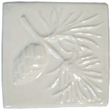 Pine 4"x4" Ceramic Handmade Tile - White Glaze