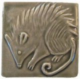 Possum 4"x4" Ceramic Handmade Tile - Gray Glaze