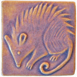 Possum 4"x4" Ceramic Handmade Tile - Hyacinth Glaze