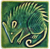 Possum 4"x4" Ceramic Handmade Tile - Leaf Green Glaze