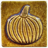 pumpkin 2"x2" Ceramic Handmade Tile - Honey Glaze