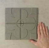 Geometric Blossom Set, Four 4"x4" Ceramic Handmade Tiles- Process