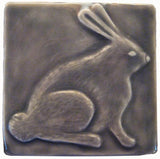Rabbit 4"x4" Ceramic Handmade Tile - Gray Glaze