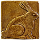 Rabbit 4"x4" Ceramic Handmade Tile - Honey Glaze