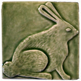 Rabbit 4"x4" Ceramic Handmade Tile - Spearmint Glaze