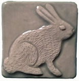 Rabbit (facing Right) 2"x2" Ceramic Handmade Tile - Celadon Glaze