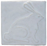 Rabbit 4"x4" Ceramic Handmade Tile - White Glaze